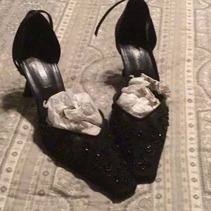 Black Sequin Evening Shoes